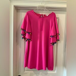 Love Riche Pink Kids Dress with Colorful Pom-Poms